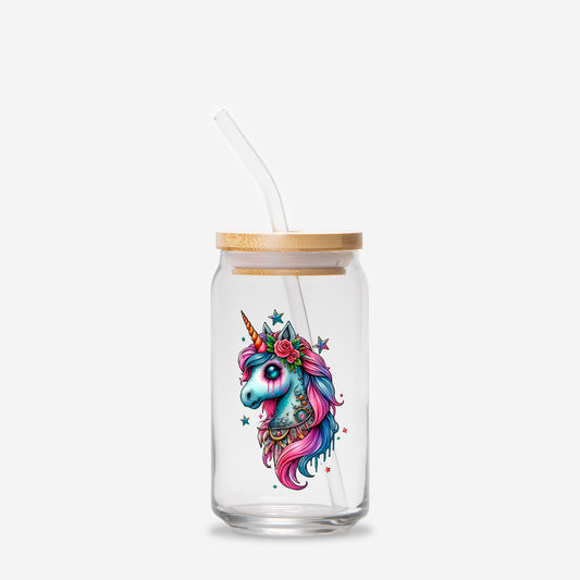 Mystical Unicorn Glass Can