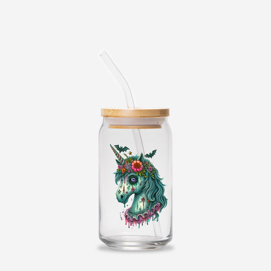 Zombie Unicorn Glass Can