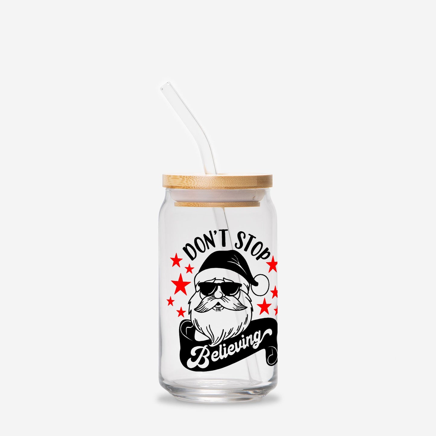 Believe in Santa Glass Can