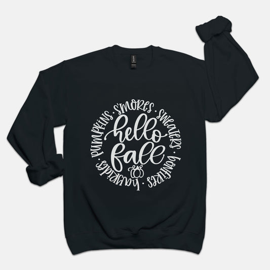 Hello Fall Dark Unisex Crew Neck Sweatshirt