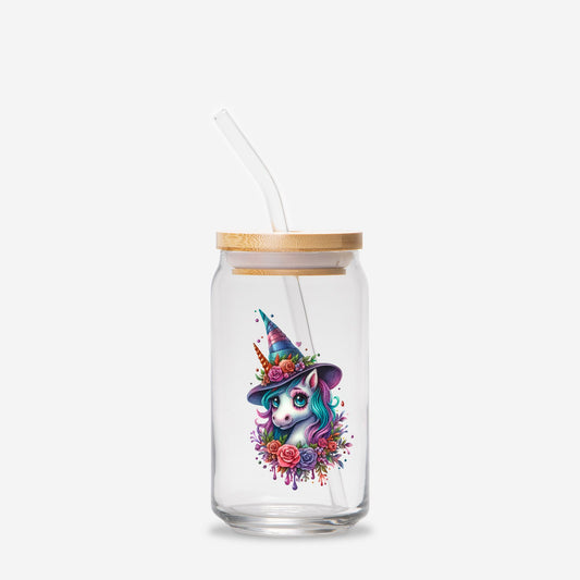 Unicorn Witch Glass Can