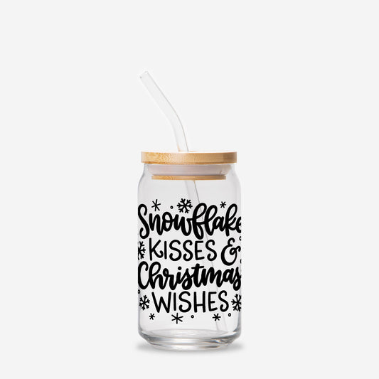 Snowflake Kisses Glass Can