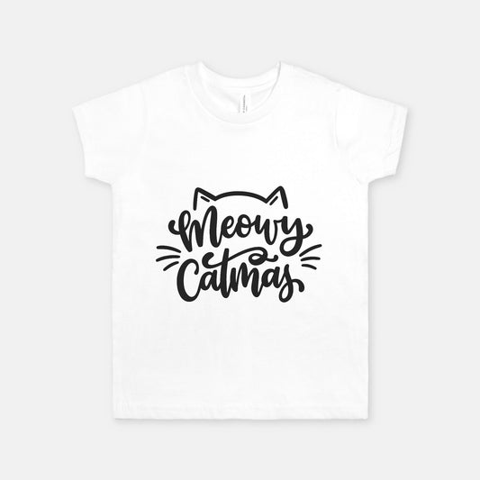 Meowy Christmas Kids Short Sleeve Tee