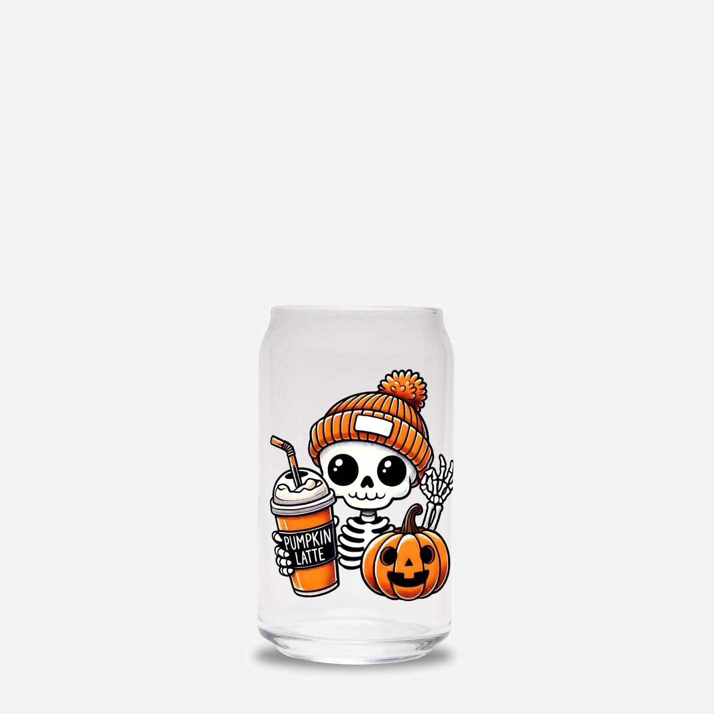 Waving Skelly Glass Can