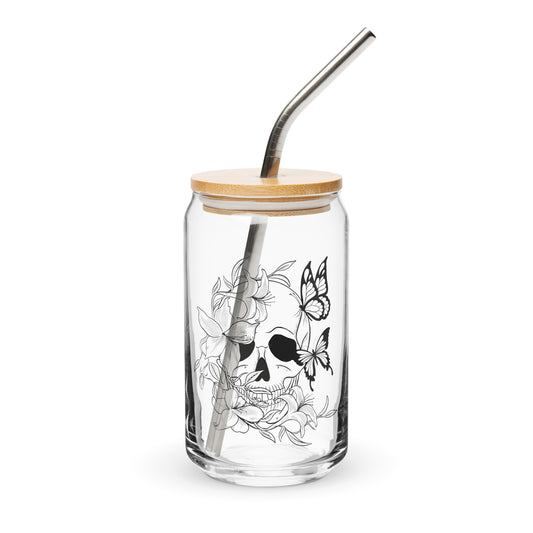 Skull and Butterfly Glass Mug