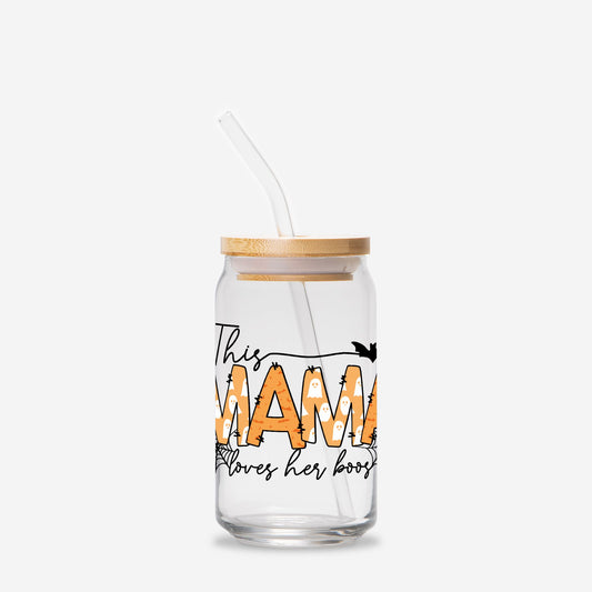 This Mama Loves Her Boos Glass Can