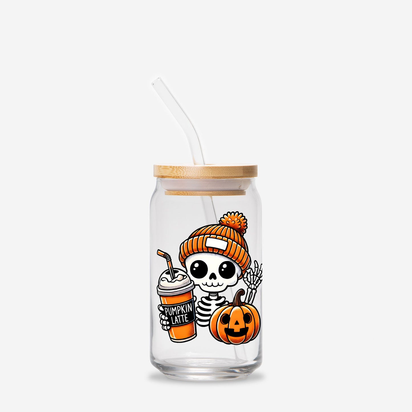 Waving Skelly Glass Can