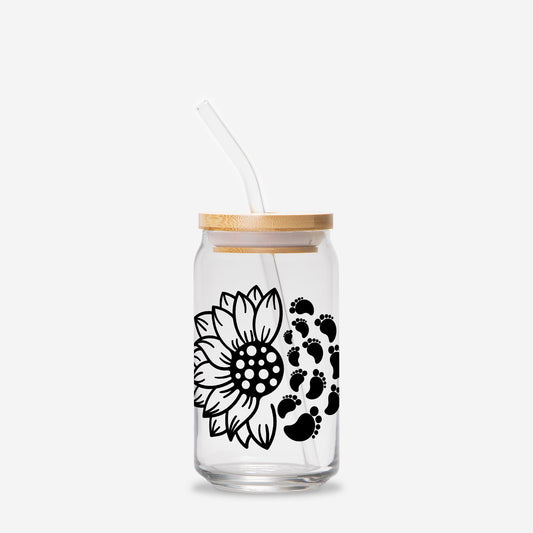 Sunflower Mom Glass Can