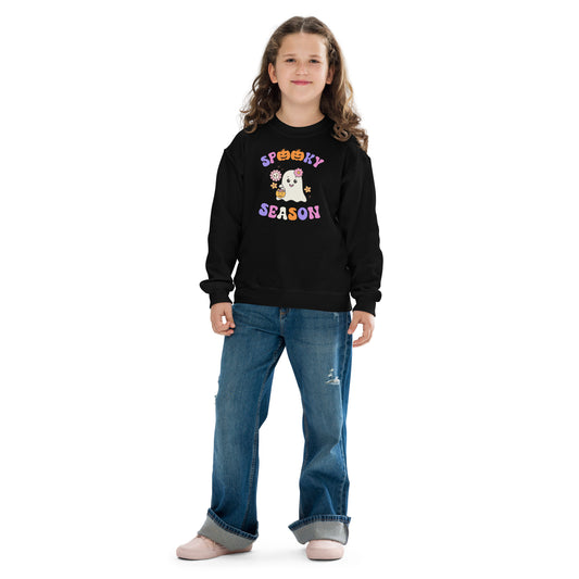 Cute Ghosty Spooky Season Youth crewneck sweatshirt